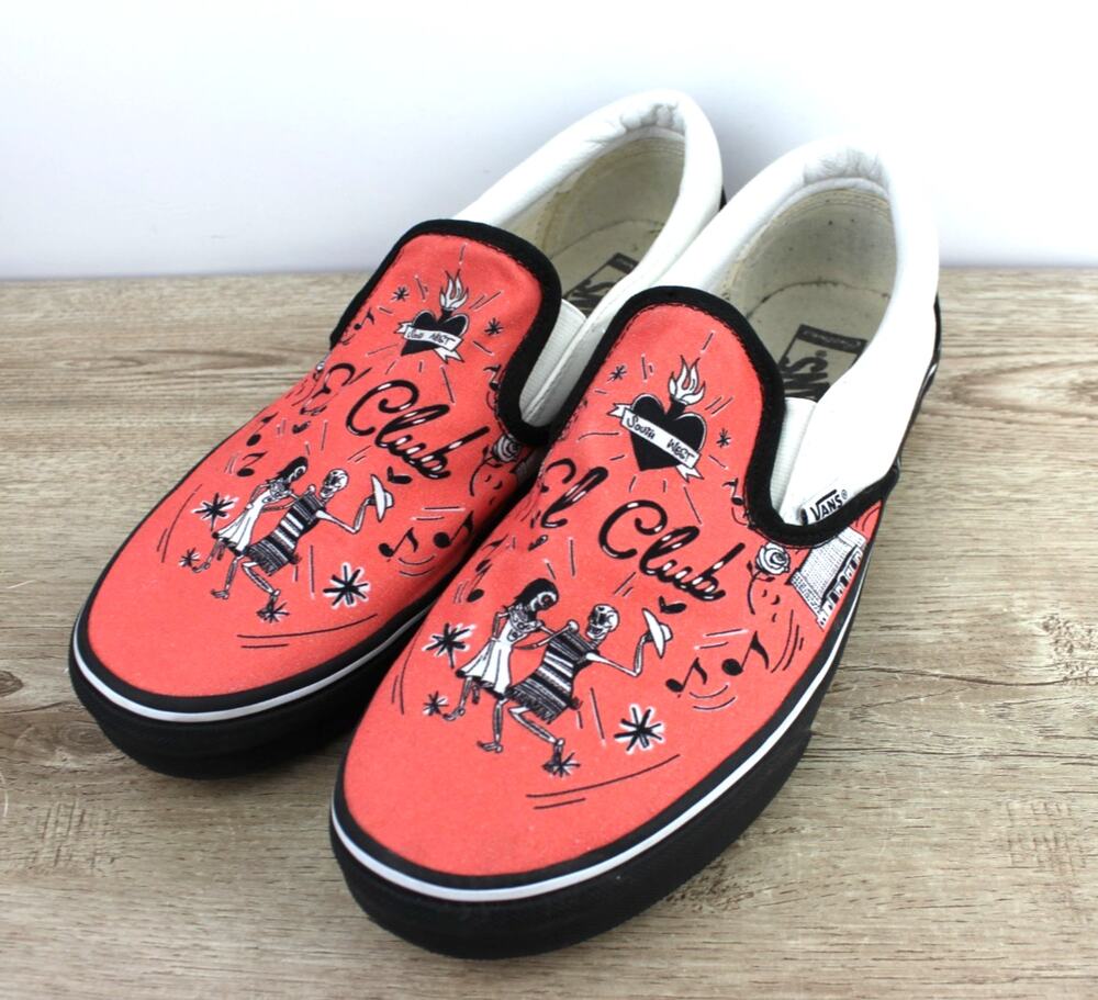Vans x El Club Detroit Custom Slip-On Sneakers Men's 10.5 Women's 12 Limited Edi